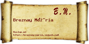 Breznay Mária névjegykártya